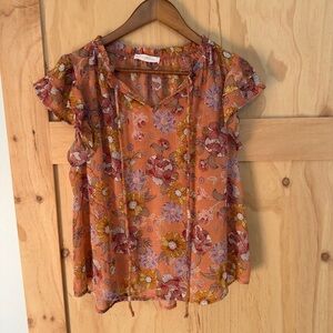 Three Bird Nest Floral Orange Women's Top